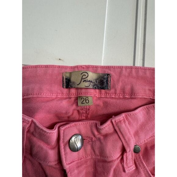 PAIGE Women's Size 26 Pink Twill Peg Skinny Leg Jeans Denim - Picture 3 of 7